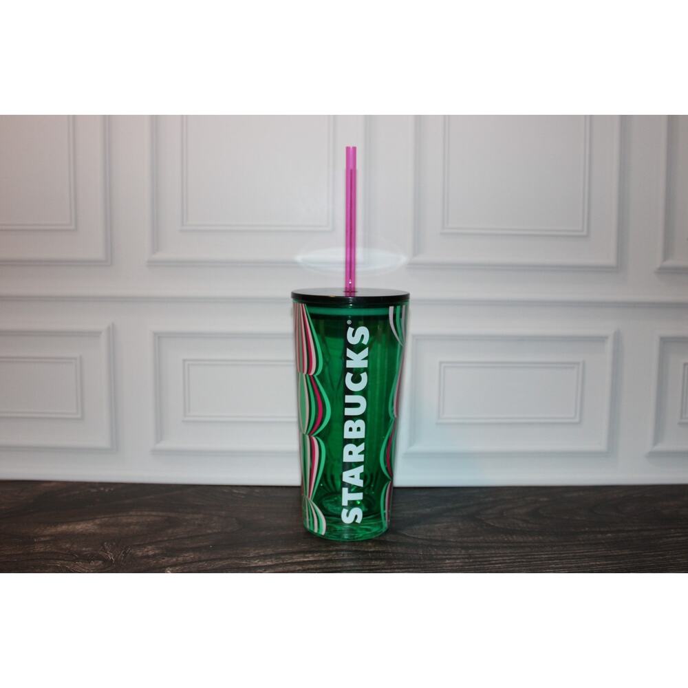 Starbucks Holiday 2024 Pink Green Ornament Tumbler With Straw NO TOPPER NWT